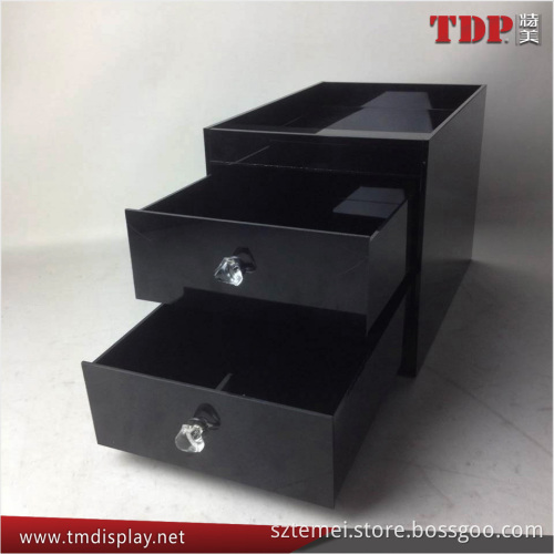 exquisite black small 2 tier makeup plexiglass acrylic rectangle box